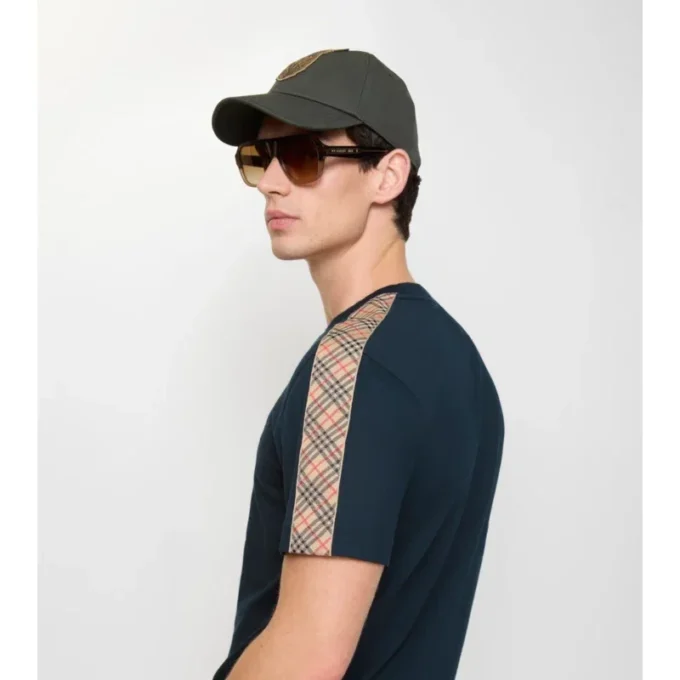 Check Trim Cotton T-Shirt