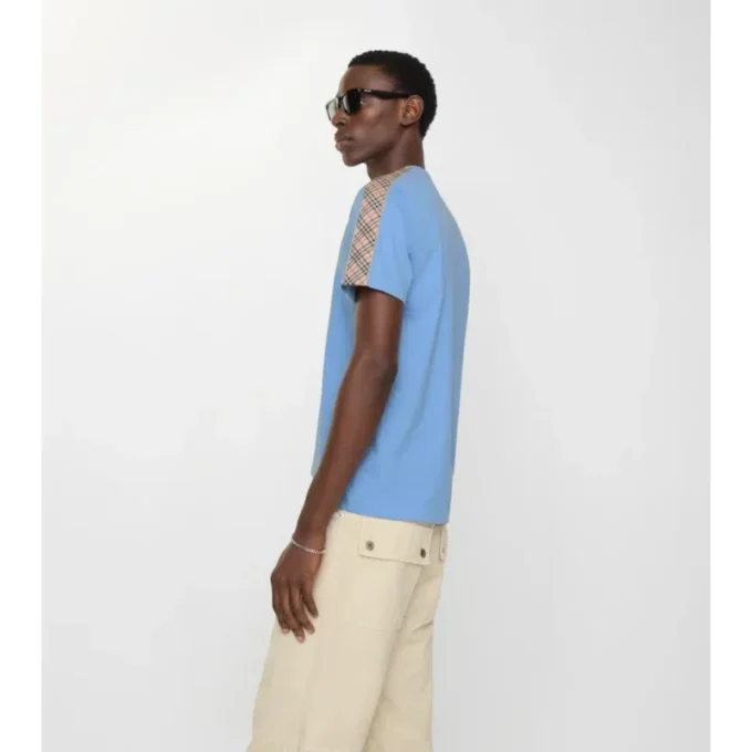 Check Trim Cotton T-Shirt