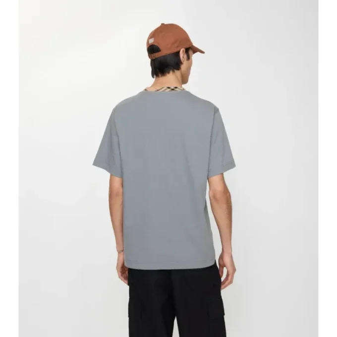 Check Trim Cotton T-Shirt
