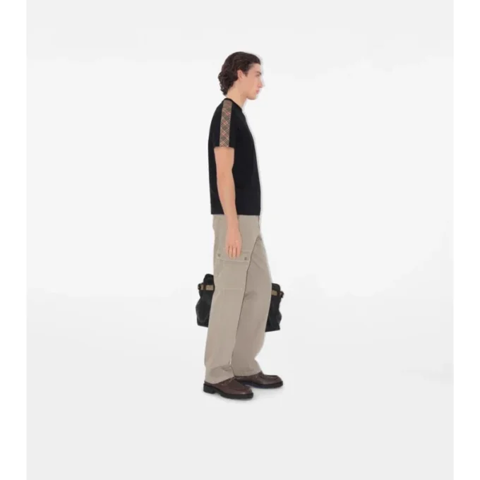 Check Trim Cotton T-Shirt