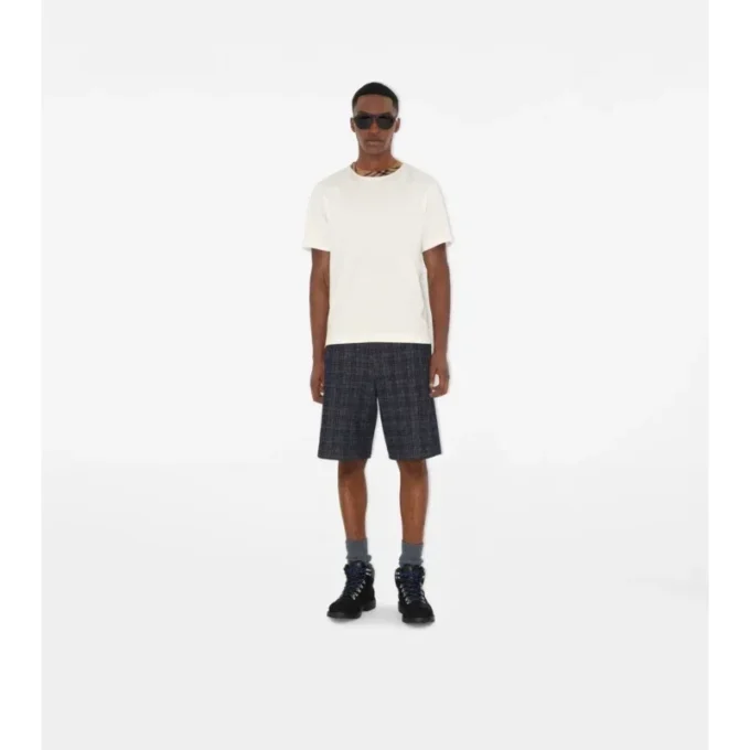 Check Trim Cotton T-Shirt