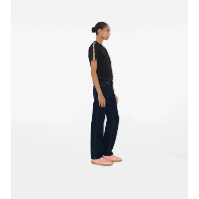 Check Trim Cotton T-Shirt