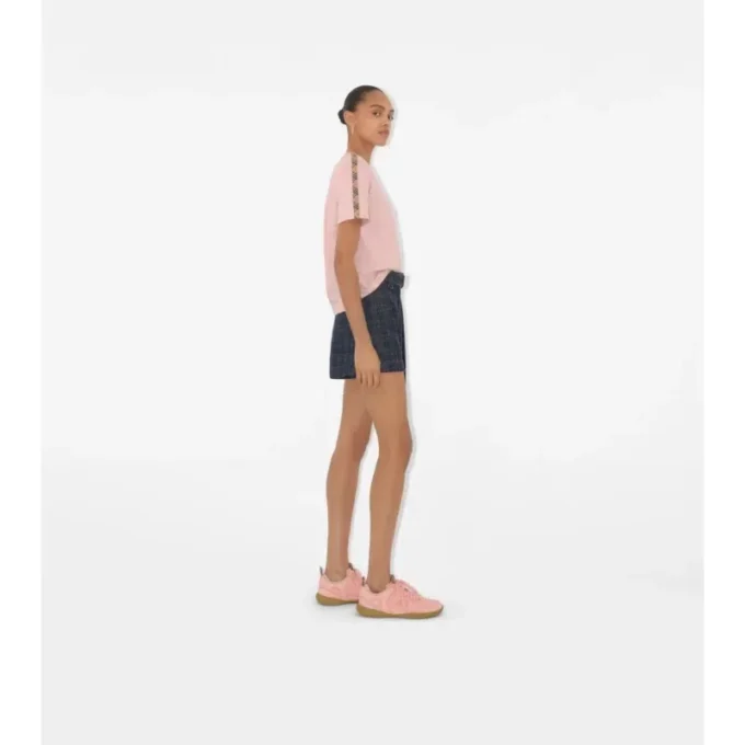 Check Trim Cotton T-Shirt