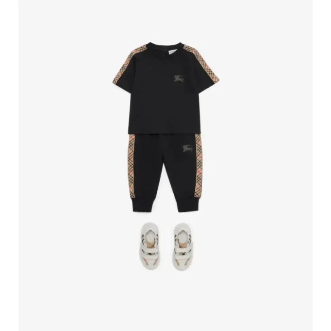 Check Trim Cotton T-Shirt