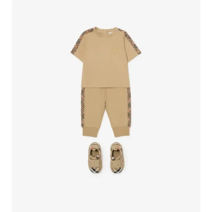 Check Trim Cotton T-Shirt