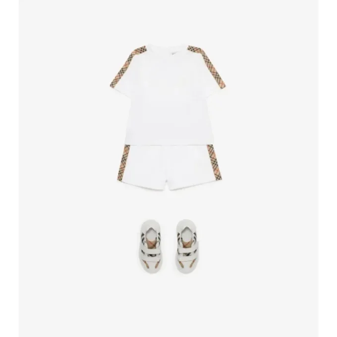 Check Trim Cotton T-Shirt