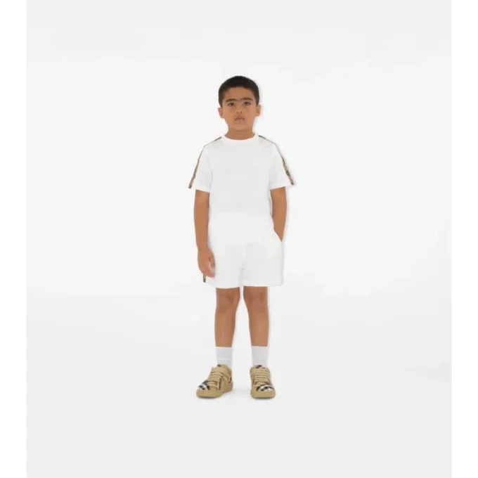 Check Trim Cotton T-Shirt