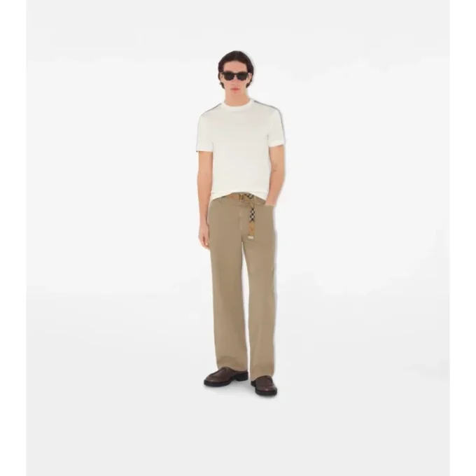 Check Trim Cotton T-Shirt