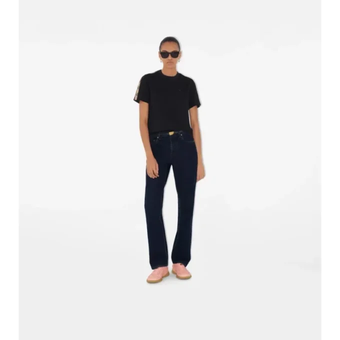 Check Trim Cotton T-Shirt