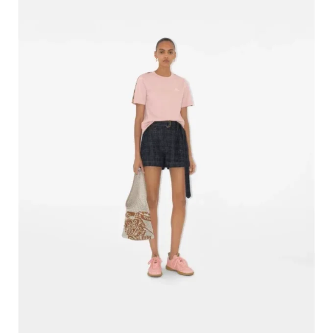 Check Trim Cotton T-Shirt
