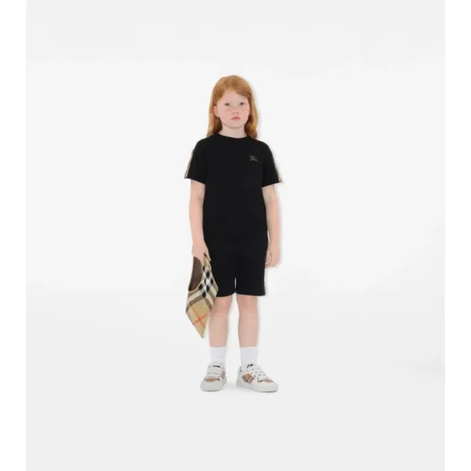 Check Trim Cotton T-Shirt