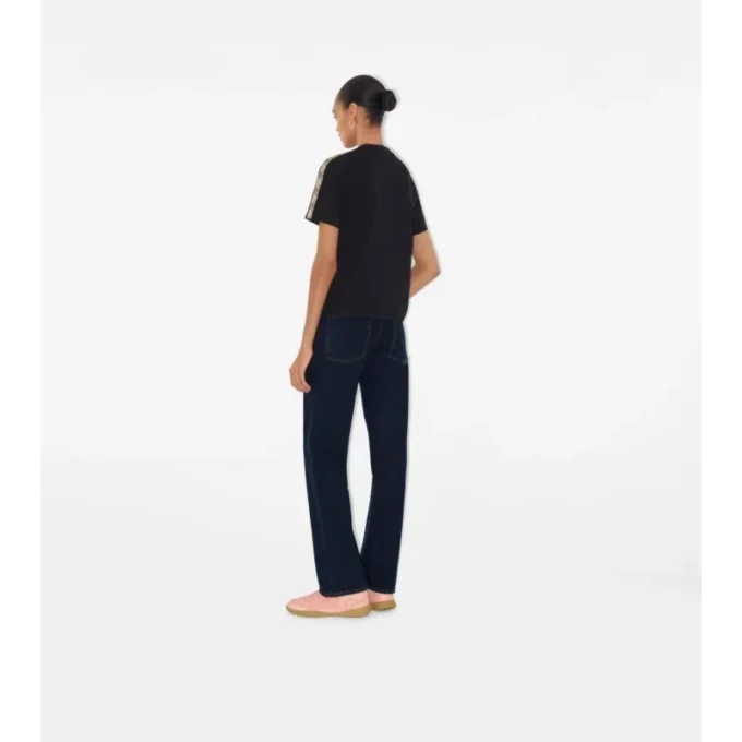 Check Trim Cotton T-Shirt