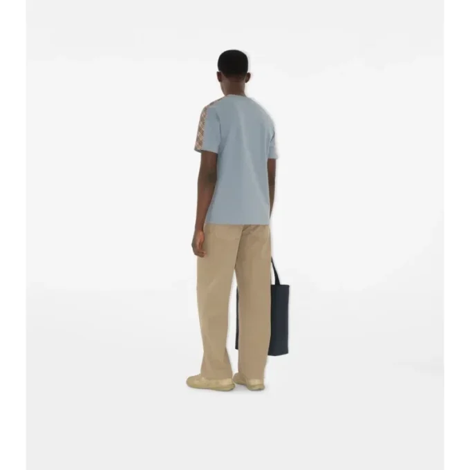 Check Trim Cotton T-Shirt
