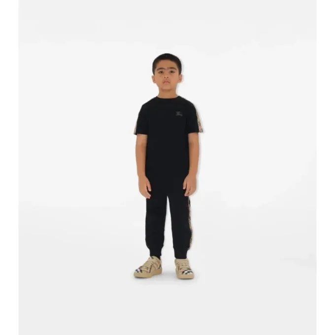 Check Trim Cotton T-Shirt