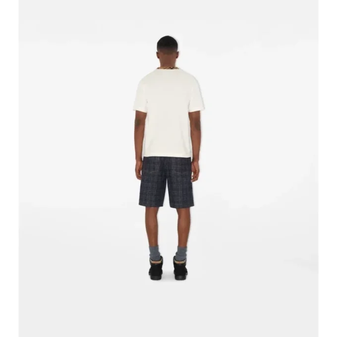 Check Trim Cotton T-Shirt