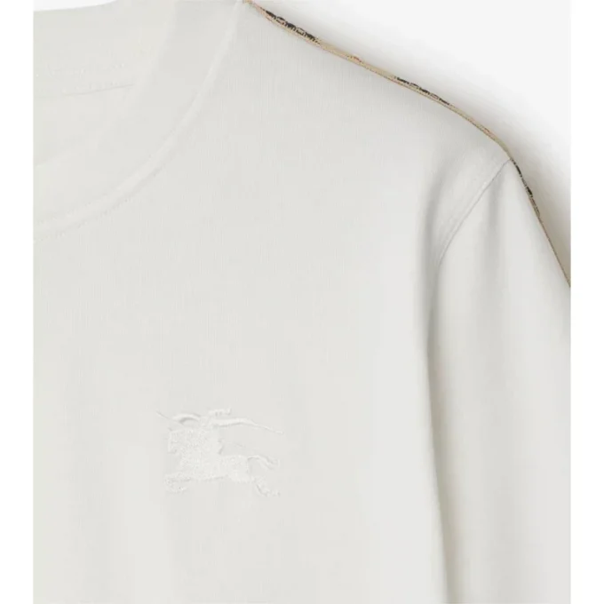 Check Trim Cotton T-Shirt