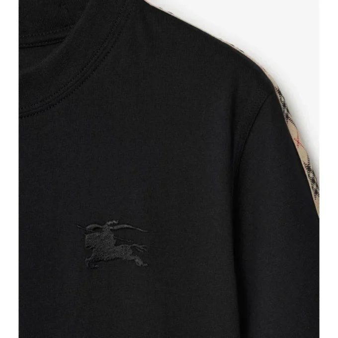 Check Trim Cotton T-Shirt