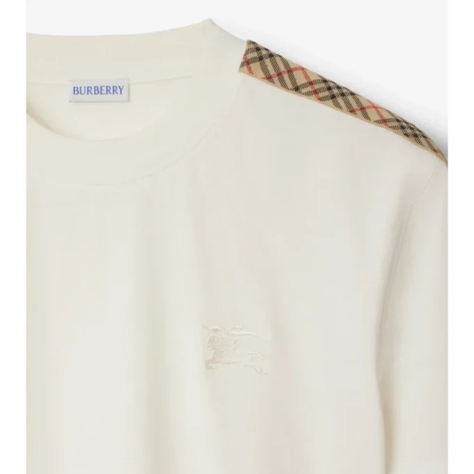 Check Trim Cotton T-Shirt