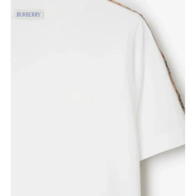 Check Trim Cotton T-Shirt