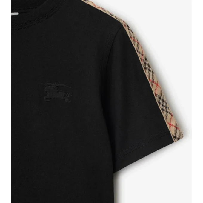 Check Trim Cotton T-Shirt