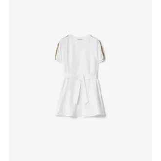 Check Trim Cotton T-Shirt Dress