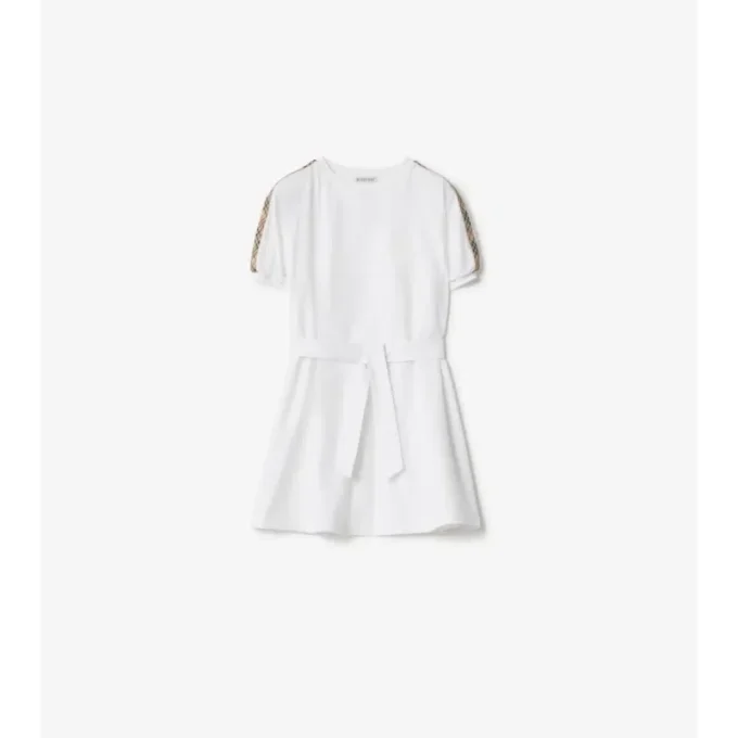 Check Trim Cotton T-Shirt Dress