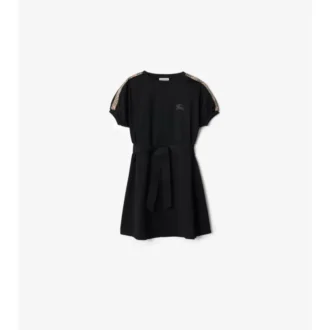 Check Trim Cotton T-Shirt Dress