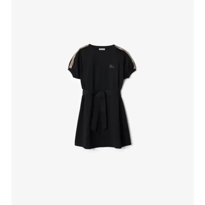 Check Trim Cotton T-Shirt Dress