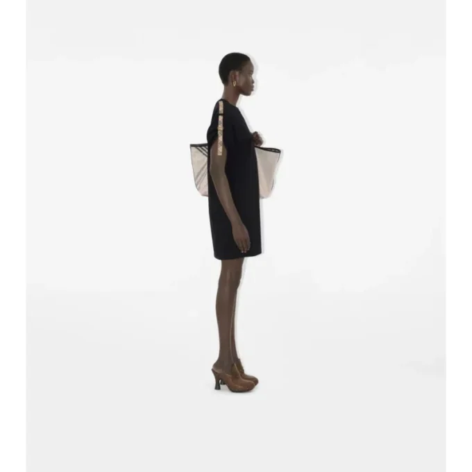 Check Trim Cotton T-Shirt Dress