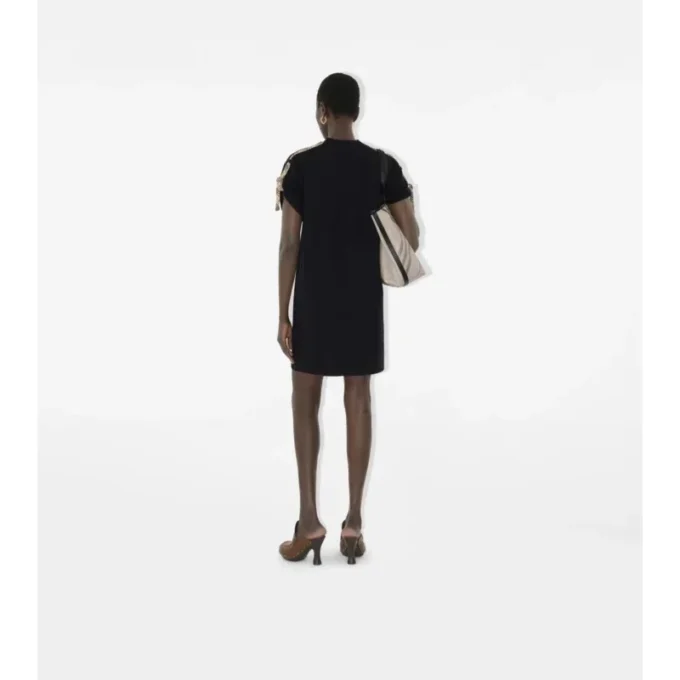 Check Trim Cotton T-Shirt Dress