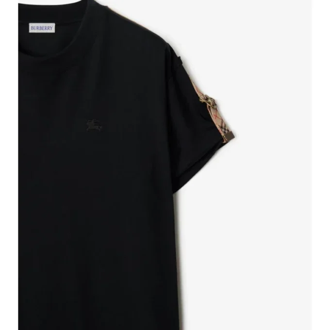 Check Trim Cotton T-Shirt Dress