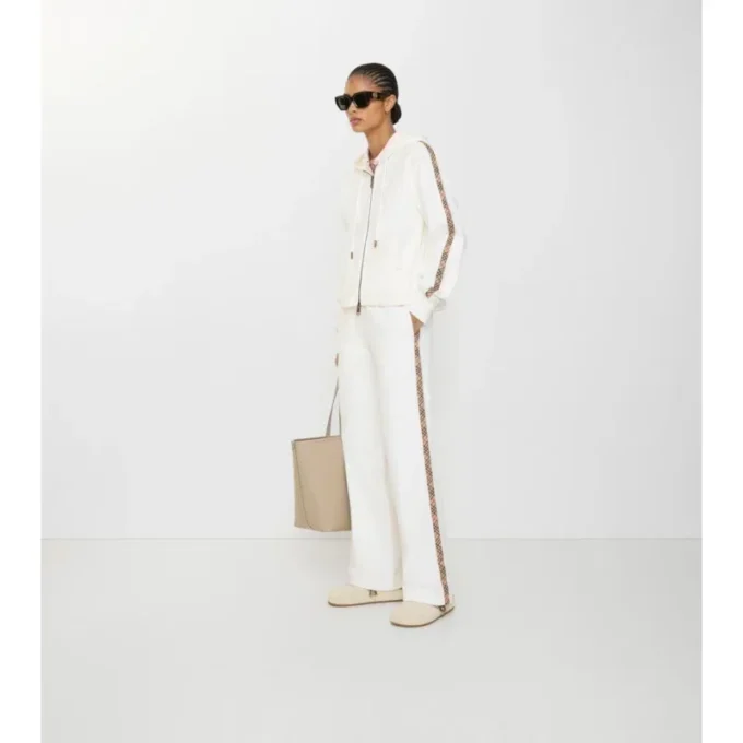 Check Trim Cotton Track Pants