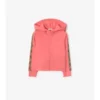 Check Trim Cotton Zip Hoodie