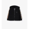 Check Trim Cotton Zip Hoodie