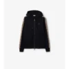Check Trim Cotton Zip Hoodie