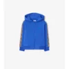 Check Trim Cotton Zip Hoodie
