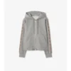 Check Trim Cotton Zip Hoodie