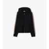 Check Trim Cotton Zip Hoodie