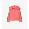 Check Trim Cotton Zip Hoodie