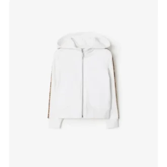 Check Trim Cotton Zip Hoodie