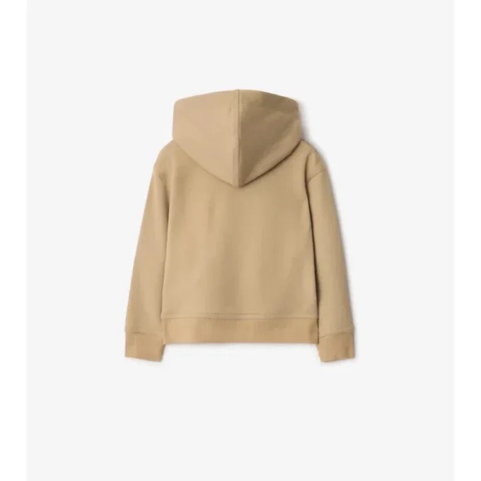 Check Trim Cotton Zip Hoodie