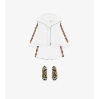 Check Trim Cotton Zip Hoodie