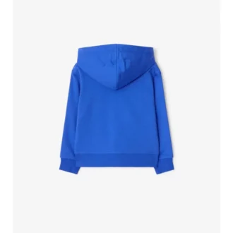 Check Trim Cotton Zip Hoodie