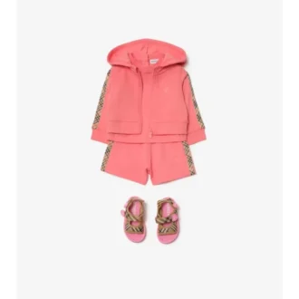 Check Trim Cotton Zip Hoodie