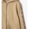 Check Trim Cotton Zip Hoodie