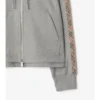Check Trim Cotton Zip Hoodie