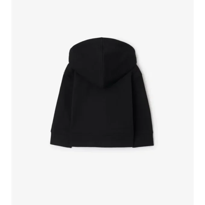 Check Trim Cotton Zip Hoodie