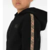 Check Trim Cotton Zip Hoodie