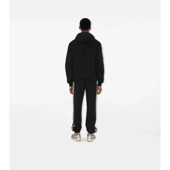 Check Trim Cotton Zip Hoodie