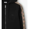 Check Trim Cotton Zip Hoodie